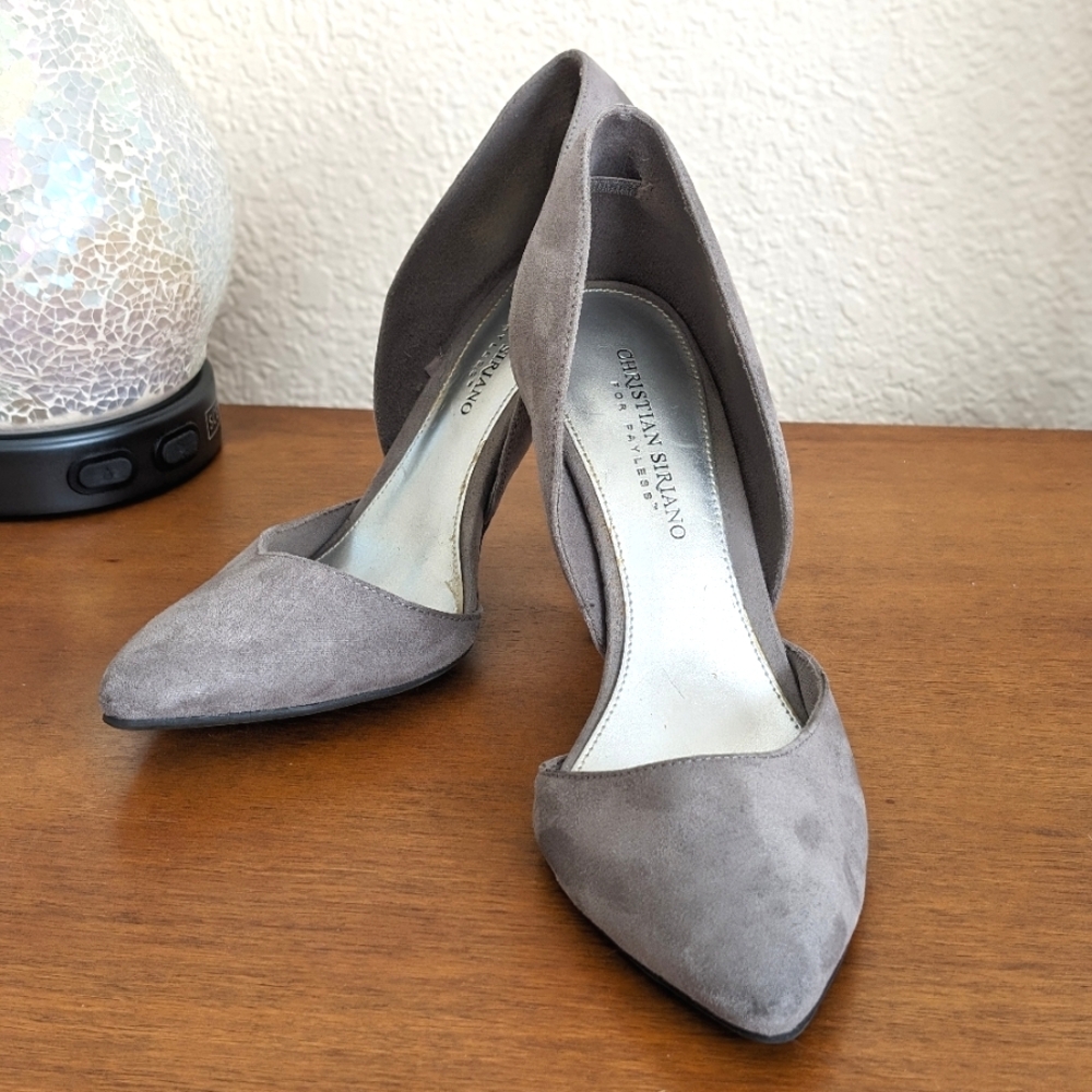 Christian Siriano Grey Suede Heels